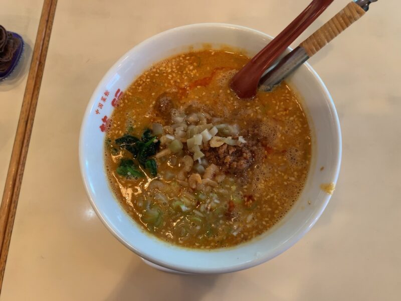 坦々麺の外観、新発田市中国菜館 萬福のメニュー