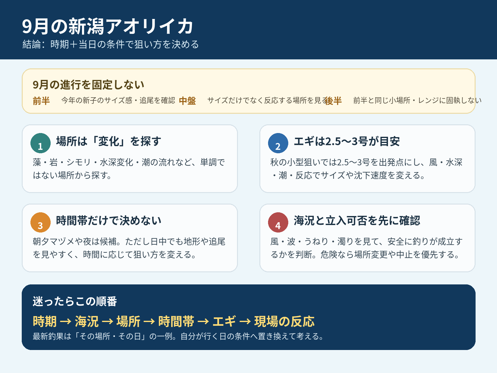 9月の新潟アオリイカの要点をまとめたインフォグラフィック
